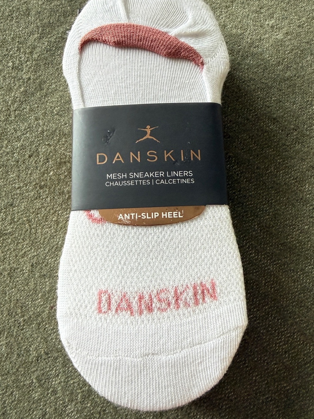 Danskin White Mesh No-Show Liner Socks with Pink Accents